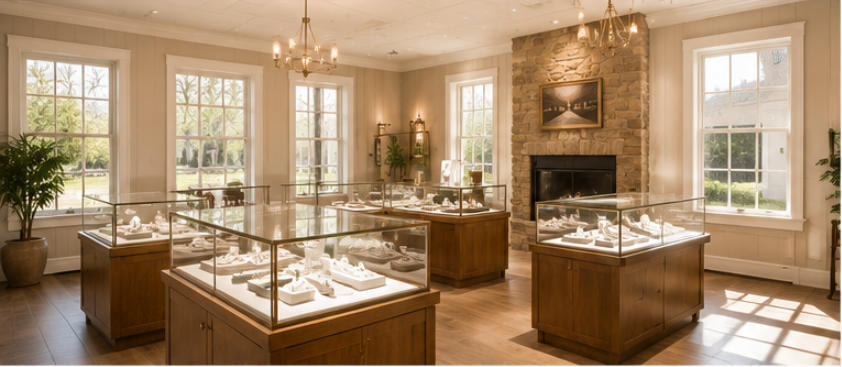 Partitioned Bridal Cabinets for independent wedding jewelry salon